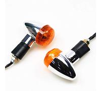 Chrome Motorcycle 1 Pair Amber Bullet Turn Signal Indicator Lamp for Harley Honda Kawasaki Suzuki Yamaha Cruiser Chopper Custom