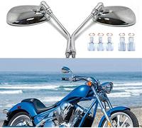 Chrome Motorcycle Handlebar Mirrors, M10 M8 Rearview Side Mirrors with pack of Screw for Scooter Street Bike Cruiser Chopper Sport Bike ATV