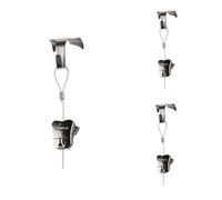 Chrome Moulding Picture Hanging Hooks with Perlon Nylon Clear Cable & Zipper Hooks Traditional Dado Rail Hook for Picture Hanging Art Work Frame Hanging Cable Wire Rope Kit Pack of 4.