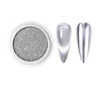 Chrome Nail Powder - 0.2g Mirror Pigment With Silver Shimmer Crystal Effect | Holographic Manicure Decoration Dust For Gel Art | Salon DIY Fingertip Beauty Supplies