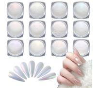 Chrome Nail Powder,12 Boxs Aurora Magic Mirror Nail Glitter Powder,Nail Shell Powder for Nail Art Design Decorations Pigment Body Face Decoration