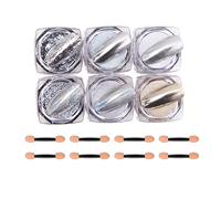 Chrome Nail Powder,6 Boxes Aurora Magic Mirror Effect Nail Powder Dust Manicure Pigments,Holographic Nail Glitter Sequins for DIY Nail Art Design Decoration (Silver)