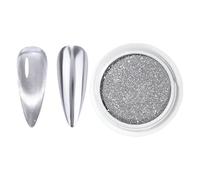 Chrome Nail Powder - Holographic Mirror Nail Powder, Silver Nails Dust Pigment | High Gloss Shimmer Chrome Powder With Applicator, Nail Design Chrome Pigments for Diys Nail Artss Professional Studio