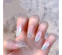 Chrome Nail Powder Metallic Mirror Effect Holographic Chameleon Pigment 2g/Jar Nail Art Gel Polish Dipping Powder Pearl White Translucent Nail Glitter Powder Dust for Nail Art Design Decoration Pearl