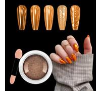 Chrome Nail Powder, Orange Mirror Holographic Glitter Metallic Chrome Powder Reflective Glossy Nail Pigment Manicure for Nail Art DIY Decoration (10)