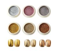 Chrome Nail Powder Set - Shiny Chrome Dust, Shiny Pearl Finish | Gelnails Accessory Pack, Glazed Doughnuts Nail Look, Manicure Decoration Beauty Studios Polish Designs Crafting