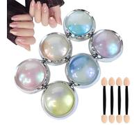 Chrome Nail Powders - 6 Pack Nail Chrome Powder Starter Kit Metallic Aurora Nail Glitter for Gel Nails Gold Silver Red Chrome Nail Powder for Nail Art Decoration