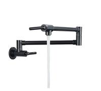 Chrome Nickel Black Brass Pot Filler Tap Wall Mounted Kitchen Faucet Single Cold Hole Rotate Folding Spout(C-Brushed Gold)