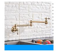 Chrome Nickel Black Brass Pot Filler Tap Wall Mounted Kitchen Faucet Single Cold Hole Rotate Folding Spout,Durability(C-Brushed Gold)