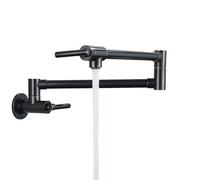 Chrome Nickel Black Brass Pot Filler Tap Wall Mounted Kitchen Faucet Single Cold Hole Rotate Folding Spout(C-Brushed Gold)