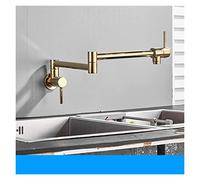 Chrome Nickel Black Brass Pot Filler Tap Wall Mounted Kitchen Faucet Single Cold Hole Rotate Folding Spout,Durability(A-Gold)