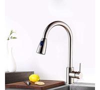 Chrome Nickel Pull Out Kitchen Faucet with 2-Way Sprayer 360 Rotation Single Handle Mixer Tap Sink Crane Warehouse-Golden(Brushed Faucet)
