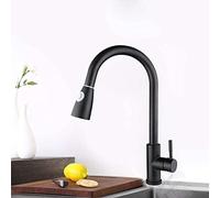 Chrome Nickel Pull Out Kitchen Faucet with 2-Way Sprayer 360 Rotation Single Handle Mixer Tap Sink Crane Warehouse-Golden(Brushed Faucet)