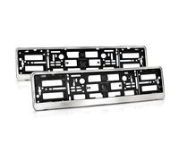 Chrome Number Plate Holders Set of 2 - Universal Fit Frames for UK 520 x 110 mm Front and Rear Registration Plate - Screw-Fit Replacement Surrounds for Car, Van, SUV, Trailer - Durable ABS Backing