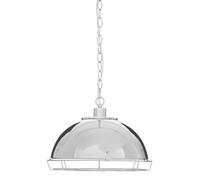Chrome Pendant Light With Wire Grille & Chain Suspension,Tough Iron Build Lamp,Decorative Ceiling Light Premier Housewares Silver One Size