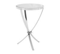 Chrome Pinched Round Side Table, Mirrored Glass Top with Silver Finish, Bow-Shaped Metal Legs, Accent Table Premier Housewares Silver One Size