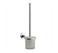 Chrome Plan Toilet Brush & Holder - Wall Mounted Mild Steel Gloss Finish Modern Design