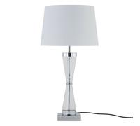 Chrome Plate Table Touch Light with White Cotton Fabric Shade First Choice Lighting Silver One Size