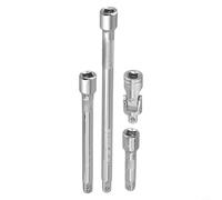Chrome-Plated 1/4-Inch Drive Socket Extension for Bars Set (3-Piece) for Ratchet Wrenches - Anti-Slip, Mirror-Polished Metal Extenders for(4pcs)