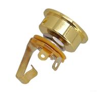 Chrome Plated Guitar Jack Socket Plate Holder for Tele Electric Guitar, 30x26mm Metal Electro Socket Assembly with Threaded Mount, Compat(Gold)