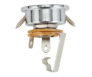 Chrome Plated Guitar Jack Socket Plate Holder for Tele Electric Guitar, 30x26mm Metal Electro Socket Assembly with Threaded Mount, Compat(Silver)