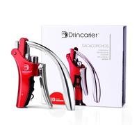 Chrome Plated Steel Corkscrew Set, Automatic Wine Bottle Opener with Spiral Screw (Red)