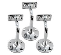 Chrome Polished Handrail Bracket, Pack of 3 Stair Rail Support, 76mm Wall Mounted Bannister Bracket with Fixing Screws