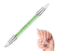 Chrome Powder Applicator Tool - Double Ended Pen with Dotted Tool, Rhinestone Nail Polish Carving Pen Set, Brushes for Effe Design
