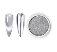 Chrome Powder For Gel Nails - Silver Mirrors Effect Pigment | Supplies For Women Girls Manicure Decoration Nail Design Shimmer Dust Professional Salon DIY Art Mirror Finish Tool