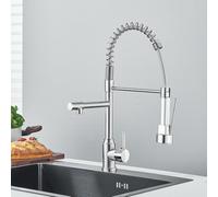 Chrome Pull Down Kitchen Faucet, Dual Swivel Spout, Hot & Cold Water Mixer, Bridge Mount, Kitchen Sink Tap, Modern Design, Easy Installation, Durable Finish