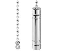 Chrome Pull String Handle with Stainless Steel Bead Chain 100cm, Adjustable Light Pull Handle for Bathroom Light Switch with Pull Cord Ceiling Fans Blinds Toilet Lights Pull Cord Replacement (Silver)