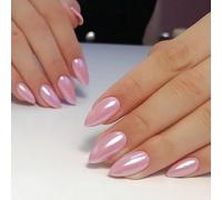 Chrome Purple Pink False Nails Almond, SXVME Chrome Press On Nails Medium, Glazed Gel Fake Nails Press on, Cute Glitter Acrylic Nails Medium Stiletto, Stick on Nails for Women Daily & Party Wear