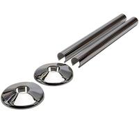Chrome Radiator Pipe Covers SnapFit 2 Pack 200mm Long for 15mm Pipe Central Heating Clip On Covers Snappit