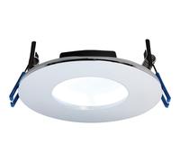 Chrome Recessed Bathroom Downlight - 9W Cool White LED Slim Ceiling Light Loops White One Size