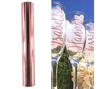 Chrome Rose Gold Siver Permanent Adhesive Vinyl Sheet Gloss Metallic Craft Vinyl for Silhouette Tumblers Cameo Craft Cutter Cricut with Scraper,30cm by 150cm (Rose Gold)