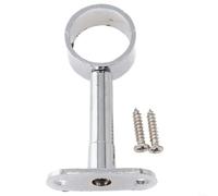 Chrome Round Centre Support Bracket 25mm Pipe Socket Adjustable Wardrobe Rail Holder Zinc Alloy Heavy Duty Cabinet Fixing Single Unit(A)