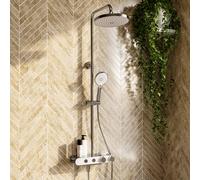 Chrome Round Thermostatic Mixer Shower Set with Bath Filler Spout - Mika