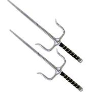 Chrome Sai Martial Arts Training Daggers - Blunt Metal Sai for Karate, Kobudo & Martial Arts Practice (Pair, Safe Training Replica - Not Sharp)