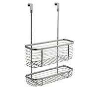 Chrome Shower Caddy Hook Over Door Hanging Storage Basket, Sink Tidy (2 Tier)