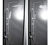 Chrome Shower Mixer Set - Overhead Rain & Handheld Shower with Adjustable Rainfall Taps & Stainless Hose - UK Standard Fitting