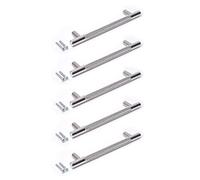 Chrome Silver Finish Knurled T Bar Modern Kitchen Cupboard Cabinet Drawer Bar Door Handle Knob (5, 256mm)