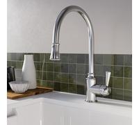 Chrome Single Lever Pull Out Traditional Monobloc Kitchen Mixer Tap - Enza Evelyn