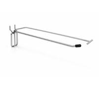 Chrome Single Prong Pegboard Hook with Overhead Price Arm & Rubber Stopper - Retail Display Hook for Pegboard & Slatwall (8 inch)
