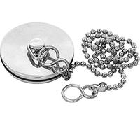 Chrome Sink Plug with Chain for Kitchen or Bath - 45mm (1.3/4 Inch) with Ball Type and S Hook Shaped Chain Made of Stainless Steel 450mm (18 Inch) (5 cm x 1.5 cm x 0.60 cm)