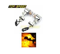 (Chrome Smoke Lens) 10mm Motorcycle Universal 12V Amber Turn Signal Light Indicator Lamp Blinker