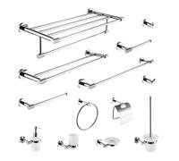 Chrome Stainless Steel Bathroom Hardware Set Textured Towel Bar Toilet Paper Holder Hook Bath Accessories - Durable & Stylish Bathroom Essentials