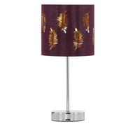 Chrome Stick Table Lamp with Burgundy Fern Cut Out Shade