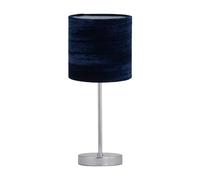 Chrome Stick Table Lamp with Navy Blue Crushed Velvet Shade