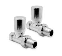 Chrome Straight Modern Standard Rounded Radiator Towel Rail Valves Central Heating (Pair) 1/2" BSP
