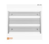 (Chrome Straight Valves, 900 x 600 (BTU: 976)) 900mm Wide Chrome Towel Rail Radiator With Valves